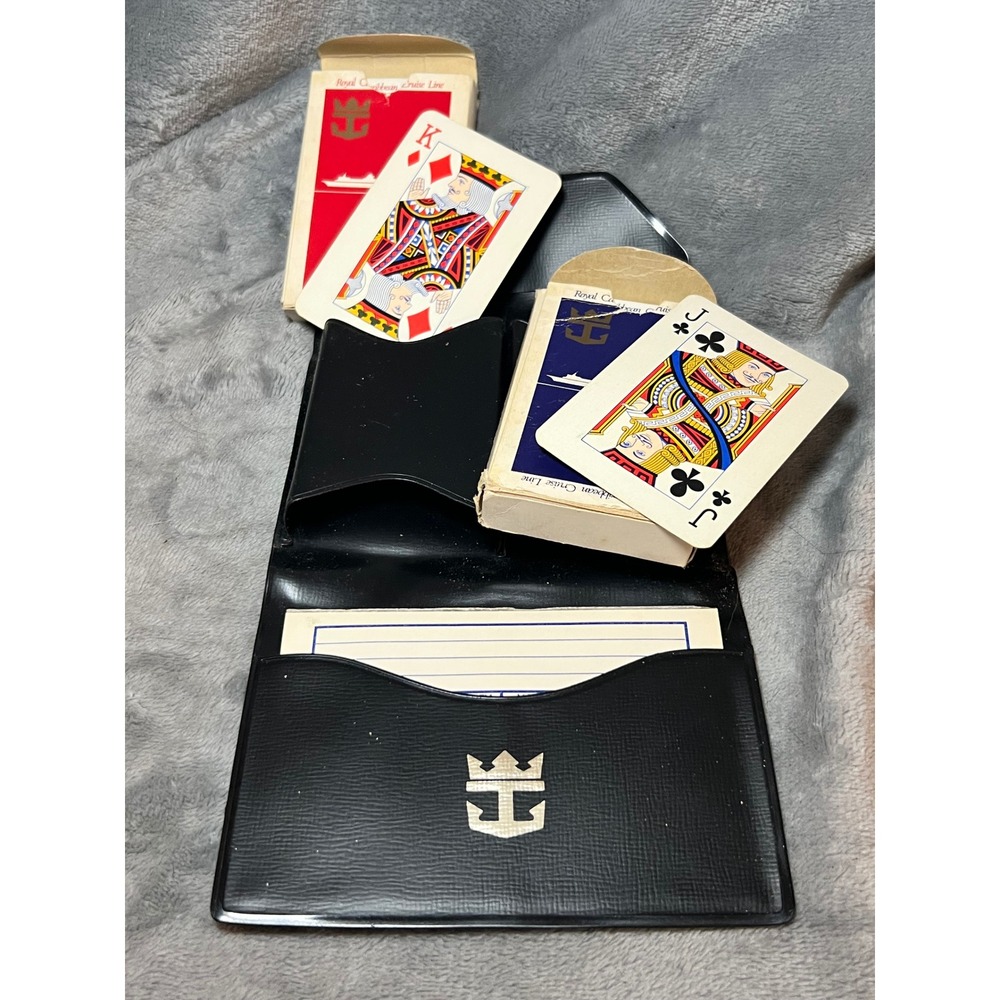 Royal Caribbean Playing Cards Set w Case Score Pad Vintage Travel Decks Souvenir